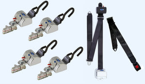 Q'Straint 4 QRT Max Retractors w/ Retractable Shoulder & Lap Belt | Q-8300-A1-HR-L wheelchairstrap.com